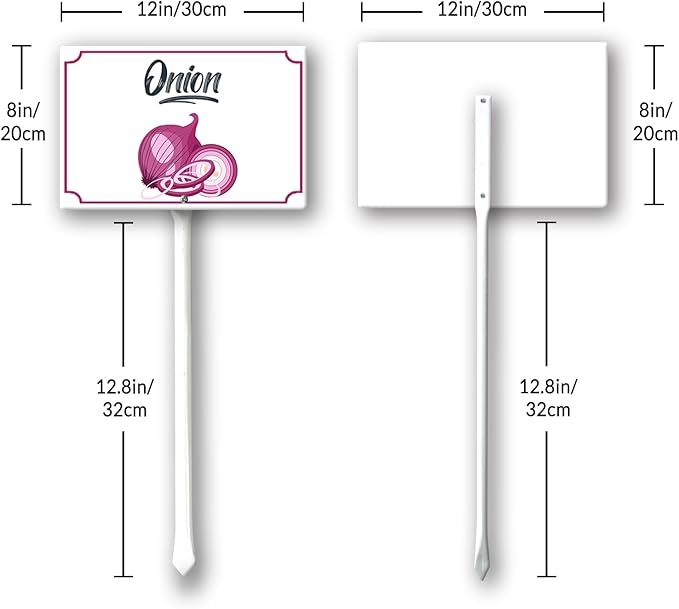 Boylee 8x12inch Aluminum Garden Signs for Vegetables, Onion, Modern Style with Stake and Mounting Hardware