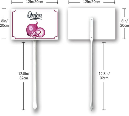 Boylee 8x12inch Aluminum Garden Signs for Vegetables, Onion, Modern Style with Stake and Mounting Hardware