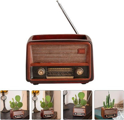 BESTOYARD Retro Creative Radio Shape Flower Pot Retro Flowerpot Succulent Flower Plant Container Desk Flower Pot Cactus Plant Pot