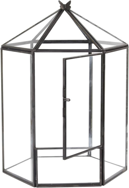 ELEGANTLIFE Glass Geometric Plant Terrarium,Succulent & Air Planter for Home Garden Office Decoration,No Plants(Black Hexagonal)