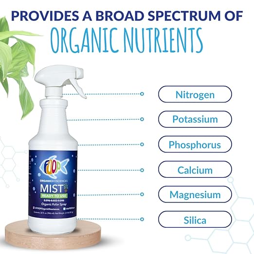 FOOP Mist Pack - Organic Foliar Spray Made from Fish Manure (with Fresh Minty Scent) | Corrects Plant Nutrient Deficiencies | Ready to Use, No Mixing Required (32oz Spray + 1G Refill)