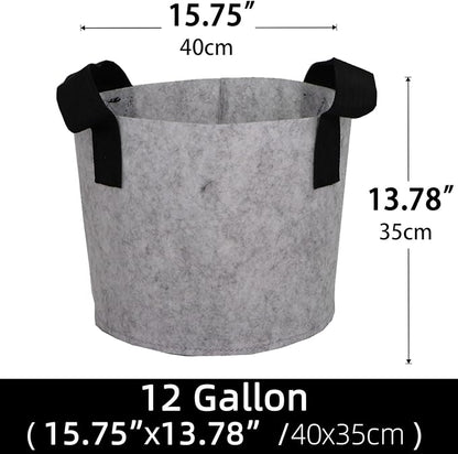 Grow Bags,Growing Pot Bags Garden Grow Bag Indoor Outdoor Fabric Aeration Plant Pot Container Flower Vegetable Pouch (Light Gray,12Gallon)