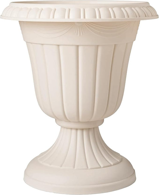 Arcadia Garden Products PL20BG Classic Traditional Plastic Urn Planter Indoor/Outdoor, 10" x 12", Beige