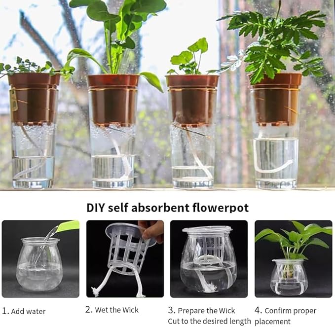 49.2 feet 1/8 Inch Natural White Self Watering Wick Cord Automatic Watering Cotton Rope System Hydroponic Wicking for Vacation Plant Care Capillary Wicks for Self Watering Planters and Pot