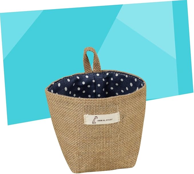 Mini Closet Bag Closet Hanging Bins Small Hanging Basket Wall Pocket Wall Hanging for Organizing Flower Pots Fabric Flower Pot Hanging Jute Bag Organizer Storage