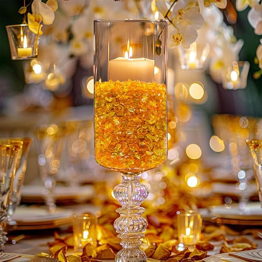 HappyFiller 1.3 LB Crushed Glass Sand Broken Piece Stones,Resin Art Craft,Vase Fillers Candle Holder Aquarium Decor Gravel,Terrarium Pebble Granules,Orange