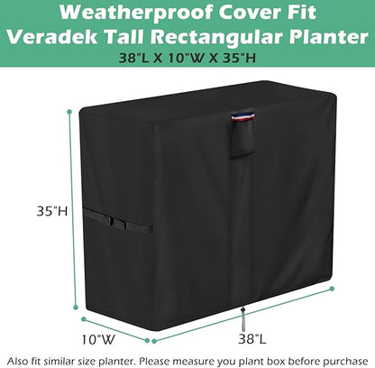 Planter Cover, for Veradek Tall Rectangular Planter, Heavy Duty Frost Cover for Outdoor Winter Frost Cold Weather, Black 38" x 10" x 35"