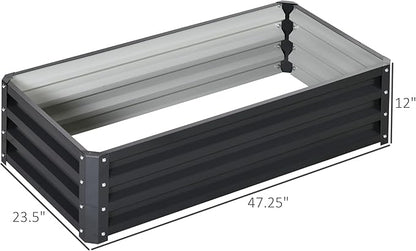 Outsunny Galvanized Raised Garden Bed, 4' x 2' x 1' Metal Planter Box, for Growing Vegetables, Flowers, Herbs, Succulents, Gray