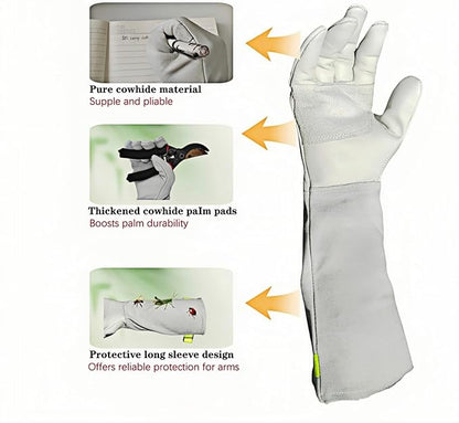 Womens/Mens Gardening Gloves for Rose and Cactus Handling,Cow Leather Garden Gloves Women/Men Thorn Proof