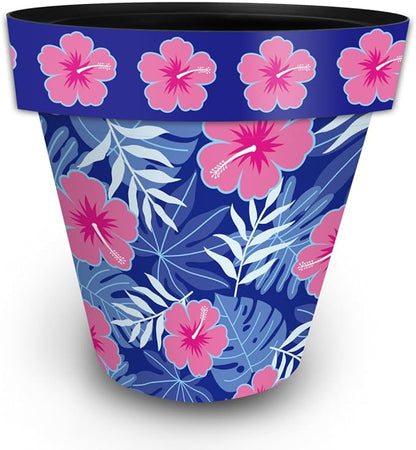 Briarwood Lane Pink and Blue Tropical Large Planter