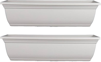 The HC Companies 24 Inch Mojave Window Planter Box with Drainage Holes, Lightweight UV-Resistant Plastic Outdoor Planters, 2-Pack Flower Box for Garden & Home Decor, Cottage Stone