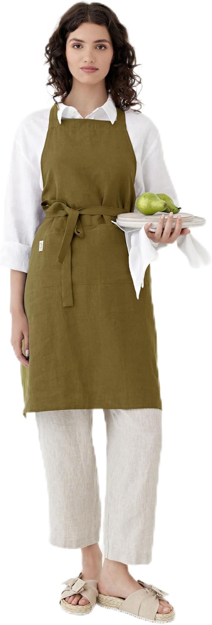 MagicLinen 100% Linen Apron - Cooking, Gardening, Grilling, Painting Apron with Pockets - Perfect for Women and Men