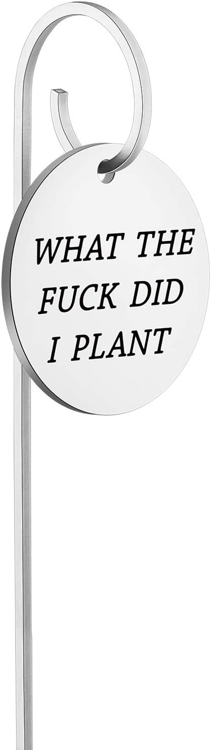 Lywjyb Birdgot Plate Metal Plant Labels Garden Stake Tags Funny Plant Label Plant Lover Gift Florist Gift Gardening Gift Funny Plant Markers (What Fuck Plant Markers)