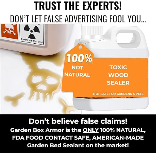 Garden Box Sealer | FDA Food Contact Safe Plant-Based Wood Sealant for Raised Bed, Planter & Pet House. Protects All Wood Types from Water & Weather Damage |