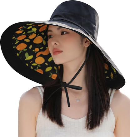 Wide Brim Women Sun Hat Summer Beach Bucket Fishing Hats Metal Wired Edge Packable UV Protection for Hiking Garden Travel
