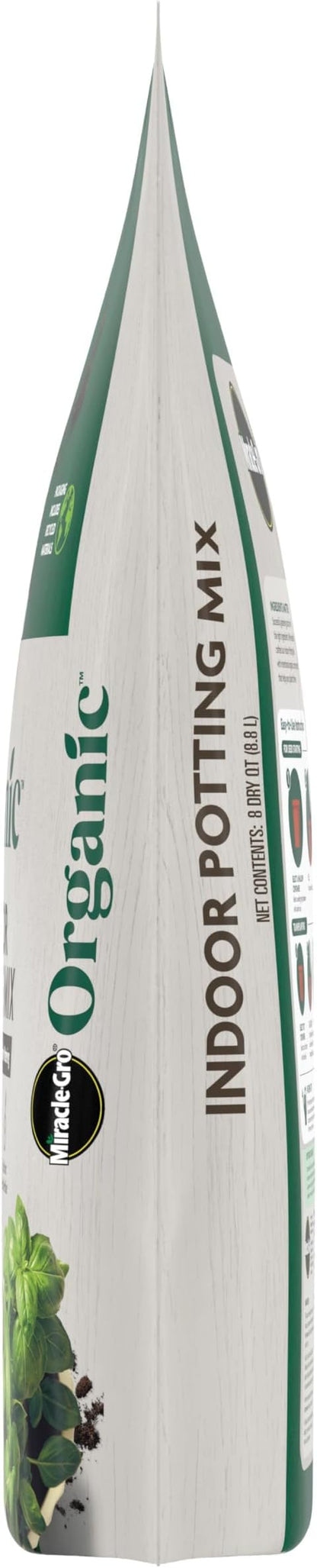 Miracle-GRO Organic Indoor Potting Mix, Protects Against Over and Under Watering, for Indoor Container Plants, Houseplants and Starter Plants, OMRI Listed, 8 qt., 3-Pack