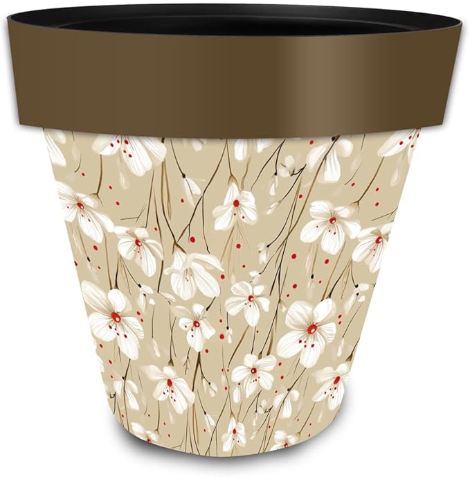Briarwood Lane Tan and Red Floral Medium Planter