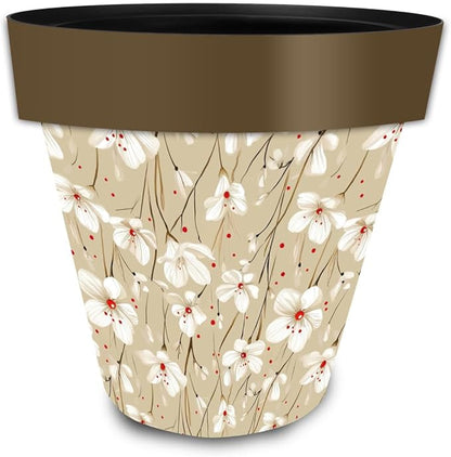 Briarwood Lane Tan and Red Floral Medium Planter
