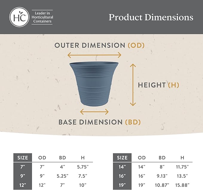 The HC Companies 14 Inch Sedona Round Self Watering Planter Pots, Lightweight UV-Resistant Plastic Indoor & Outdoor Planters, 2-Pack Flower Pots for Garden & Home Decor, Wild Red