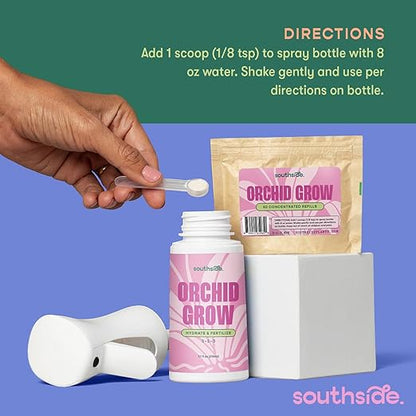 Southside Orchid Grow Fertilizer - 50 Concentrated Refills (Spray Bottle not Included) - Hydrate & Fertilize (3-1-3 NPK) - Economical Plant Food for Orchids