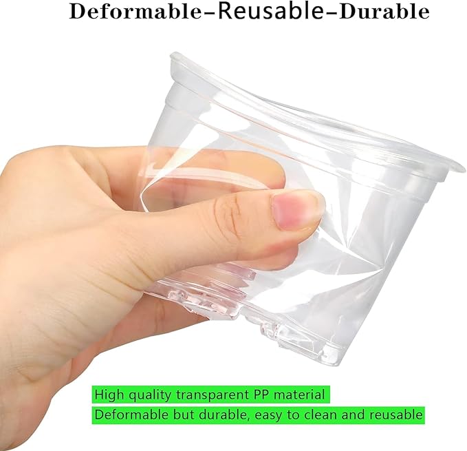 28 Pack 4/5/6/7 Inch Clear Nursery Pots for Plants with Drainage Holes, Clear Plastic Seedling Flower Plant Pot Insert, Seed Starter Pots
