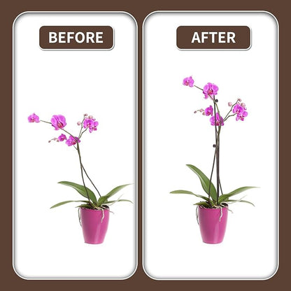 20Pcs Plant Support Stakes with 15 Pcs Plant Clips, Plant Sticks for Indoor and Outdoor Plants, Orchid Clips and Stakes,16inch Tall Bendable Single Stem Flower Stakes Bendable (20, Brown-16inch)