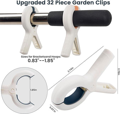 32 PCS 3.7'' Garden Clips Greenhouse Clamps - Large Greenhouse Clips, Heavy Duty Clip for Plant Cover & Shade Cloth on Garden Hoop, Large Open Strong Grip Clamps for Plant Support Netting Cover Film
