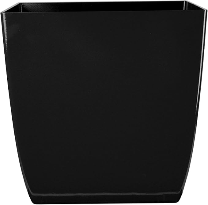 The HC Companies 6 Inch Aria Square Planter - Plastic Plant Pot for Indoor Outdoor Plants Flowers Herbs, Glossy Black