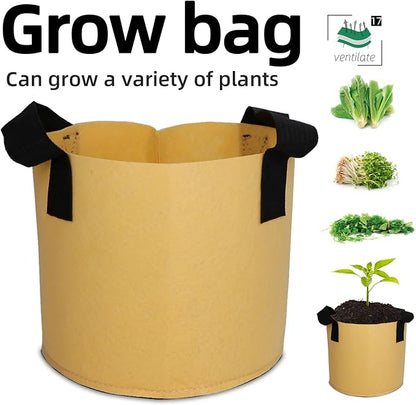 Grow Bags,Growing Pot Bags Garden Grow Bag Indoor Outdoor Fabric Aeration Plant Pot Container Flower Vegetable Pouch (Khaki,17Gallon)