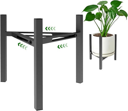 Airpark Plant Stand Indoor, Adjustable Metal Modern Plant Stands, Heavy Duty Stable Plant Pot Flower Holder Indoor Outdoor Corner, Fit 7 8 9 10 11 12 inch Pots, Black (Pot & Plant Not Included)