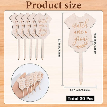 GORGECRAFT 30Pcs Watch Me Grow Plant Tags Succulent Labels Clothes Wooden Plant Stakes Gift Nursery Garden Marker Sign for Seed Potted Flower Herbs Teacher Appreciation Xmas Thanksgiving Supplies