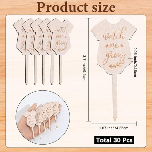 GORGECRAFT 30Pcs Watch Me Grow Plant Tags Succulent Labels Clothes Wooden Plant Stakes Gift Nursery Garden Marker Sign for Seed Potted Flower Herbs Teacher Appreciation Xmas Thanksgiving Supplies