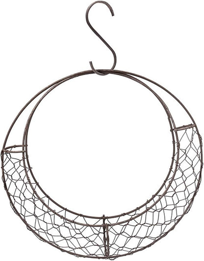 Firlar Round Wire Wreath Frame, Moon Shaped Metal Hanging Planter Plant Holder Flower Hanging Basket, Succulent Pot Decor Basket, Hanging Flower Stand Hanging Wall Plant Holder
