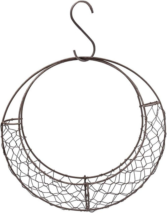 Firlar Round Wire Wreath Frame, Moon Shaped Metal Hanging Planter Plant Holder Flower Hanging Basket, Succulent Pot Decor Basket, Hanging Flower Stand Hanging Wall Plant Holder