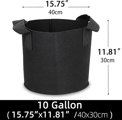 Grow Bags,Growing Pot Bags Garden Grow Bag Indoor Outdoor Fabric Aeration Plant Pot Container Flower Vegetable Pouch (Black,10Gallon)