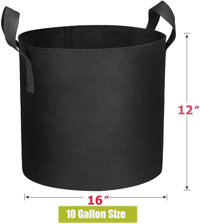 10-Pack 10 Gallon Plant Grow Bags, Heavy Duty 300G Thickened Non-Woven Aeration Fabric Pots with Reinforced Handles
