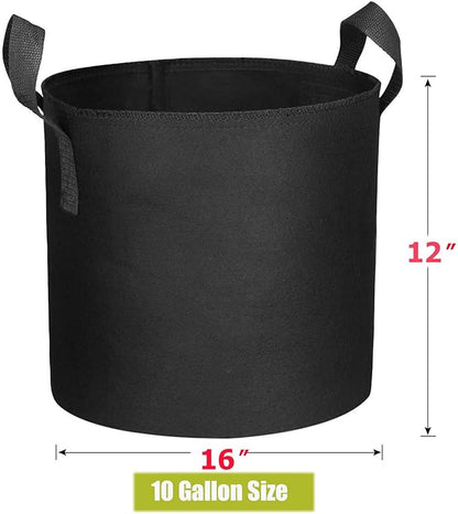 10-Pack 10 Gallon Plant Grow Bags, Heavy Duty 300G Thickened Non-Woven Aeration Fabric Pots with Reinforced Handles