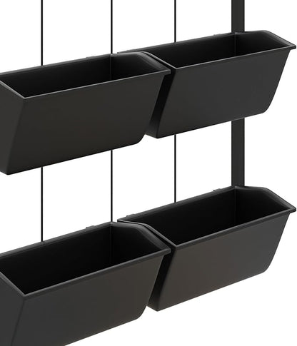 Outsunny 3-Tier Wall Planter with 6 Pots for Indoor and Outdoor Use, Hanging Plant Holder, Self Draining Wall Mounted Planter for Vegetables, Flowers, Herbs, Black