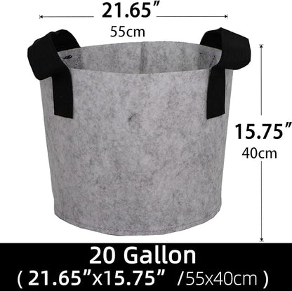 Grow Bags,Growing Pot Bags Garden Grow Bag Indoor Outdoor Fabric Aeration Plant Pot Container Flower Vegetable Pouch (Light Gray,20Gallon)