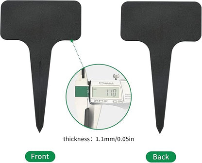 KINGLAKE 100 Pcs Waterproof Thick Plastic Black Plant Tags T Type Nursery Garden Labels