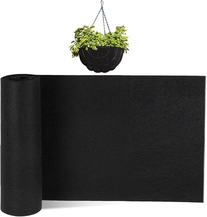 1 Roll 12x120 Inch Felt Liner Roll Fabric Planter Natural Coconut Non Woven Black Liner Sheets Plant Potting for Garden Planters Flower Basket Animal Pets