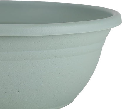 The HC Companies Mojave Garden Bowl Planter for Flowers - Shallow Planter with Drainage - Round Succulent Planter Pot for Indoors and Outdoors (12" Sage Green, Pack of 2)