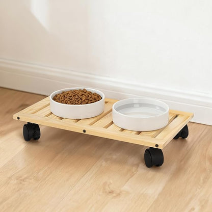 Wood Plant Caddy, Heavy Duty Plant Stand with Lockable Wheels, Rectangular Pot Dolly Flower Mover for Indoor Outdoor, Holds up to 100 Lbs