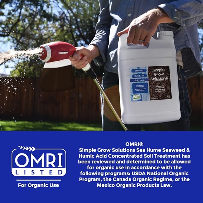 Super Seaweed Humic Fulvic Acid Blend- Liquid Carbon - Soil Hume - Simple Grow Solutions- Natural Lawn & Garden Concentrated Treatment- Increase Nutrient Uptake (2.5 Gallons)