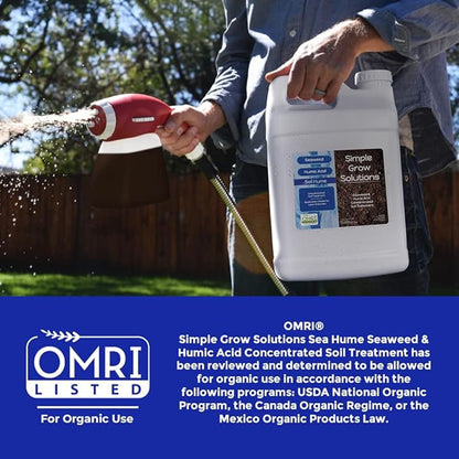 Super Seaweed Humic Fulvic Acid Blend- Liquid Carbon - Soil Hume - Simple Grow Solutions- Natural Lawn & Garden Concentrated Treatment- Increase Nutrient Uptake (2.5 Gallons)