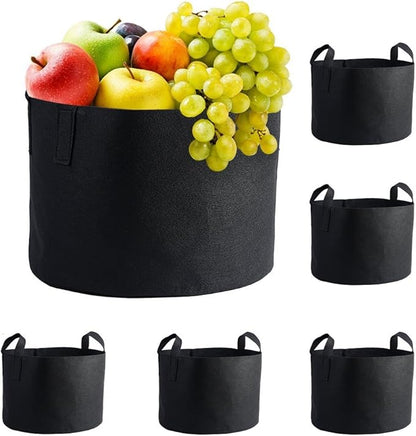 Aeration Planting Pot, 7Gallon/10Gallon Round Planting Grow Bags Aeration Fabric Pots with Handles Garden Potato Vegetable Flower Root Container Bonsai Pot (5Pack-10GAL)