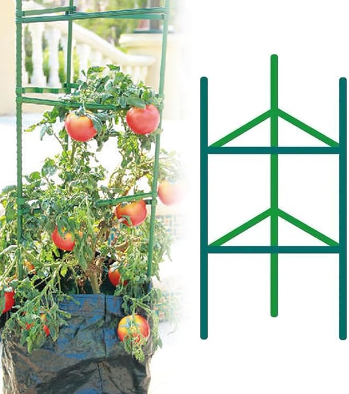 Adjustable Modular Plant Support Frame, 2026 New Garden Raised Bed Planter Heavy Duty Steel Tomato Trellis Kit, Upgrade Plant Support Tower Stakes Provides Support for Climbing Plants (1, Green)