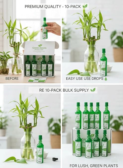 20 Bottles of Super Green Green Plant Food for Lucky Bamboo (36ml/Bottle) – Bulk Pack for Healthy Plant Growth