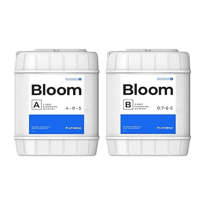 Athena Blended Bloom A&B | 2-Part Flowering Liquid Fertilizer for Hydroponics & Soil | Bloom Booster Plant Food | NPK A 4-0-5 | B 0.7-6-5 | 5 Gallon
