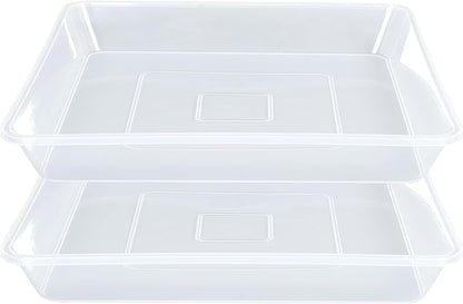 Square Plant Saucer 14 Inch 2 Pack, Strong Clear Plastic Flower Plant Pot Saucer, Square Planters for Indoors and Outdoors Plants, Garden Plant Saucers for Pots Plant Trays.